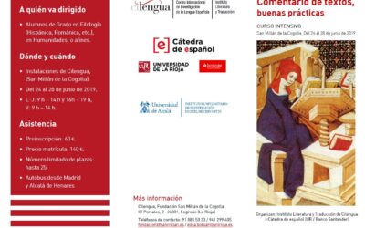 San Millán de la Cogolla acogerá en junio el IV Curso de Alta Especialización Filológica ‘Filología de autor y crítica de las variantes’ y un Curso intensivo sobre ‘Comentario de textos, buenas prácticas’