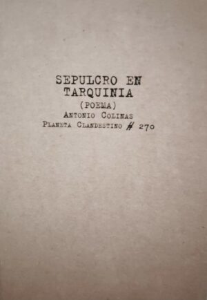 Sepulcro en Tarquinia. Antonio Colinas.